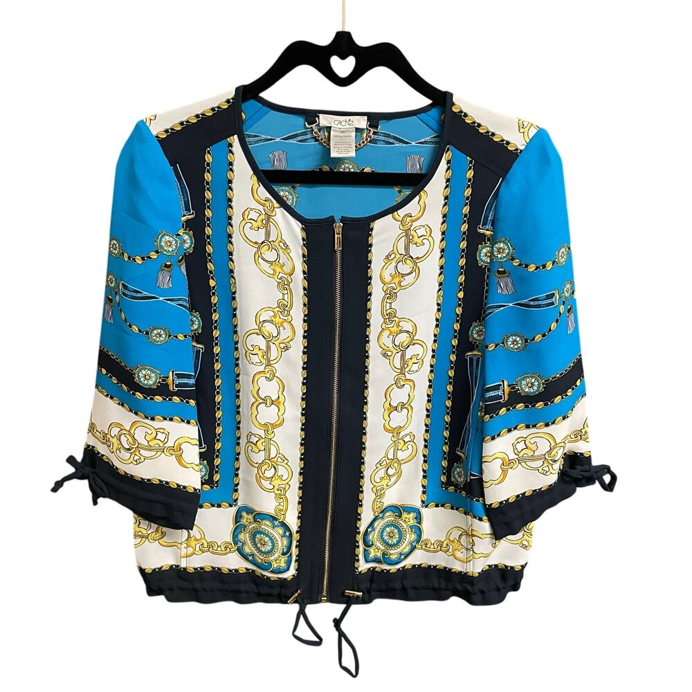 Y2k Cache Nautical Tassel Chain Print Zip Up Adju… - image 1